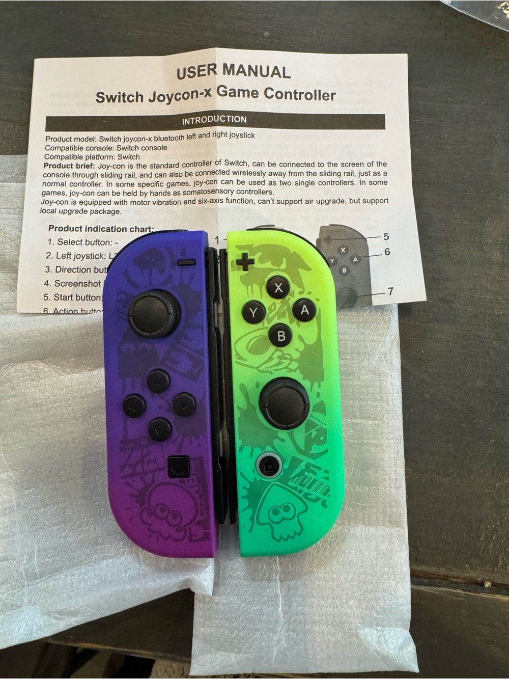 Joycon-x Wireless Game Controller Pair in Purple & Green